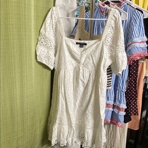 French Connection Cream Puff Sleeve Ruffled Blouse